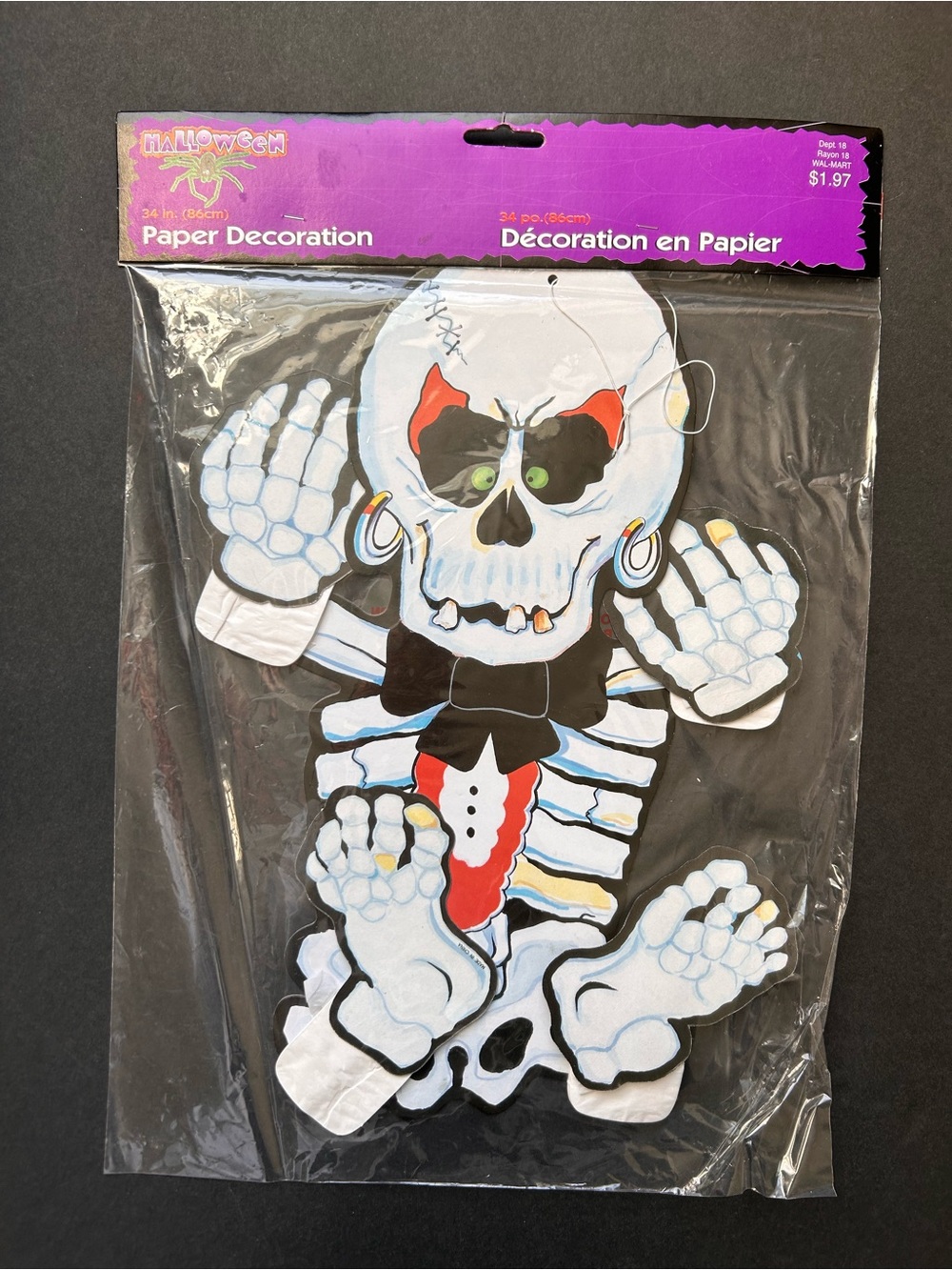 Vintage Halloween Skeleton Tissue Die Cut Wall Hanger💀, NWT